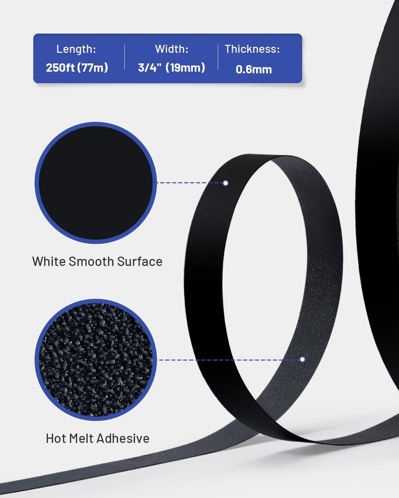 FAKILO Melamine Edge Banding Black 3/4 inch x 250 ft Veneer Edging Easy Application Iron on Edge Banding Tape for Cabinet Plywood Repairs Furniture Restoration - Image 3